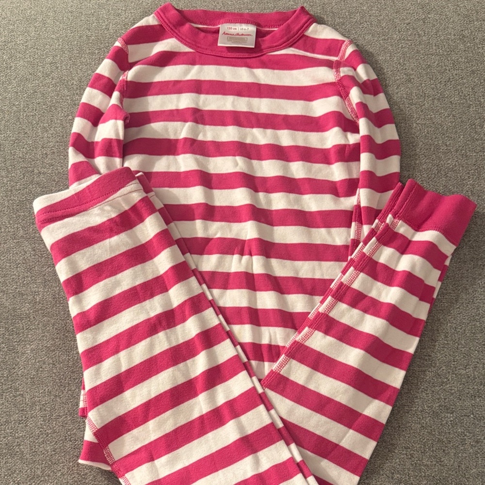 3/$15- Children's Pink & White Stripe Pajama Set - Cozy Long Sleeve Two-Piece